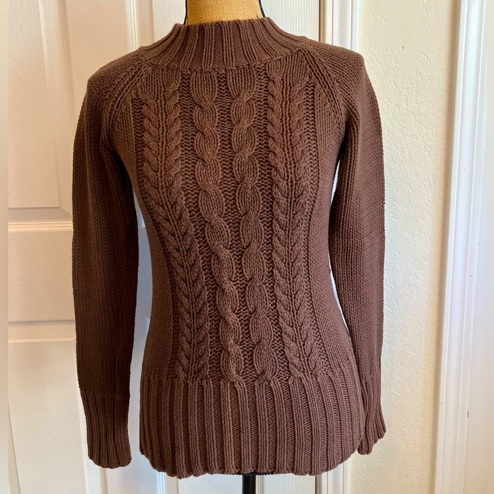 Vintage MOST brand Junior’s M fitted cable knit cotton blend mock neck sweater